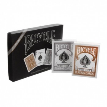Bicycle Prestige Line Rider Back 2 pokerio kaladžių rinkinys (aukso ir sidabro sp.)